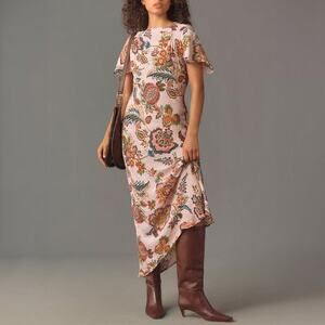 NWT Anthropologie Kachel Floral Flutter Sleeve Slip Dress Size 2